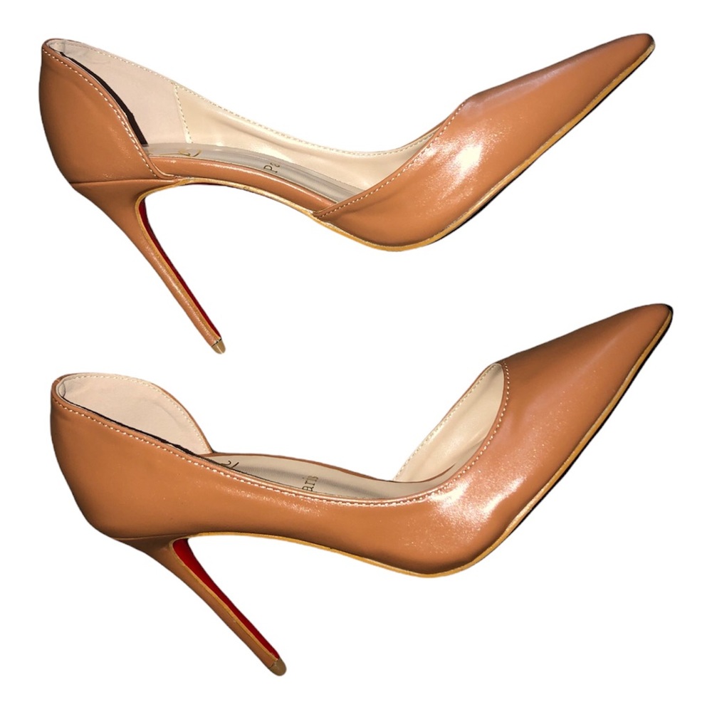Christian Louboutin Iriza Half-d'Orsay Beige/Nude Leather, Red Sole Pump